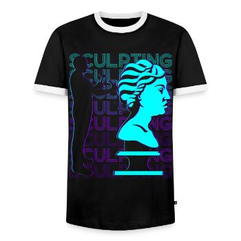 Sculpture Sculptor Retro - Men's Ringer Shirt - black/white - Front - AI Model Female 172 light (172cm) & AI Model Male 178 light (178cm)