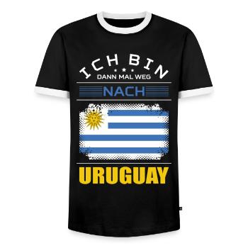 Ich Bin Dann Mal Weg Nach Uruguay Fahne Urlaub - Männer Kontrast-T-Shirt - Schwarz/Weiß - Vorne - AI Model Female 172 light (172cm) & AI Model Male 178 light (178cm)