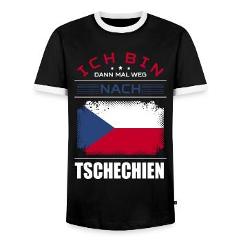 Ich Bin Dann Mal Weg Nach Tschechien Fahne Urlaub - Männer Kontrast-T-Shirt - Schwarz/Weiß - Vorne - AI Model Female 172 light (172cm) & AI Model Male 178 light (178cm)