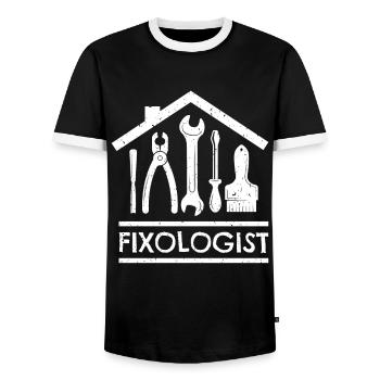 Fixologist Craftsmen DO-IT-YOURSELFers - Men's Ringer Shirt - black/white - Front - AI Model Female 172 light (172cm) & AI Model Male 178 light (178cm)