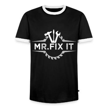 Mr. Fix It Handyman DIY - Men's Ringer Shirt - black/white - Front - AI Model Female 172 light (172cm) & AI Model Male 178 light (178cm)