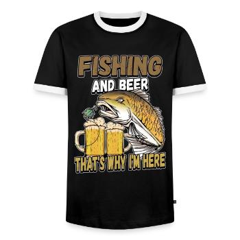 Fishing and beer that's why I'm here Fischer saying - Men's Ringer Shirt - black/white - Front - AI Model Female 172 light (172cm) & AI Model Male 178 light (178cm)