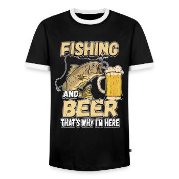 Fishing and beer that's why I'm here Fischer saying - Men's Ringer Shirt - black/white - Front - AI Model Female 172 light (172cm) & AI Model Male 178 light (178cm)