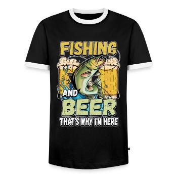 Fishing and beer that's why I'm here Fischer saying - Men's Ringer Shirt - black/white - Front - AI Model Female 172 light (172cm) & AI Model Male 178 light (178cm)