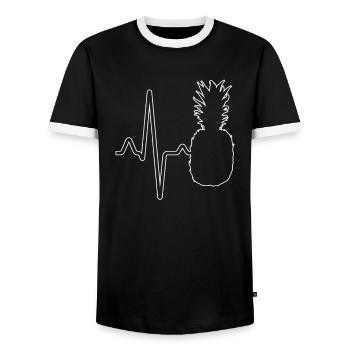 Pineapple heartbeat - Men's Ringer Shirt - black/white - Front - AI Model Female 172 light (172cm) & AI Model Male 178 light (178cm)