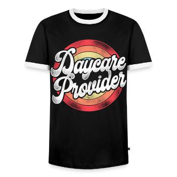 Childcare Daycare Provider Teacher - Men's Ringer Shirt - black/white - Front - AI Model Female 172 light (172cm) & AI Model Male 178 light (178cm)