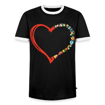 Childcare Daycare Provider Teacher - Men's Ringer Shirt - black/white - Front - AI Model Female 172 light (172cm) & AI Model Male 178 light (178cm)