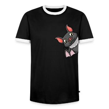 Chauve-souris Halloween Kawaii Drôle - T-shirt contrasté Homme - noir/blanc - Devant - AI Model Female 172 light (172cm) & AI Model Male 178 light (178cm)