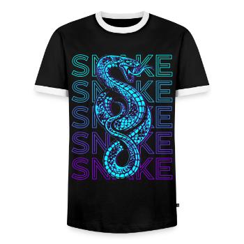 Snake Retro - Men's Ringer Shirt - black/white - Front - AI Model Female 172 light (172cm) & AI Model Male 178 light (178cm)