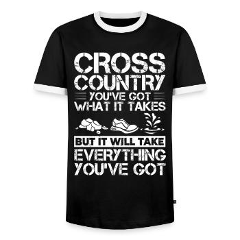 Cross Country Running Crosslauf Geländelauf Laufen - T-shirt contrasté Homme - noir/blanc - Devant - AI Model Female 172 light (172cm) & AI Model Male 178 light (178cm)