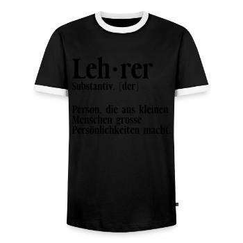Klassenlehrer Lehrer Substantiv - Männer Kontrast-T-Shirt - Schwarz/Weiß - Vorne - AI Model Female 172 light (172cm) & AI Model Male 178 light (178cm)