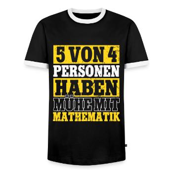 5 von 4 Menschen Haben Probleme mit Mathe Lehrer - Männer Kontrast-T-Shirt - Schwarz/Weiß - Vorne - AI Model Female 172 light (172cm) & AI Model Male 178 light (178cm)