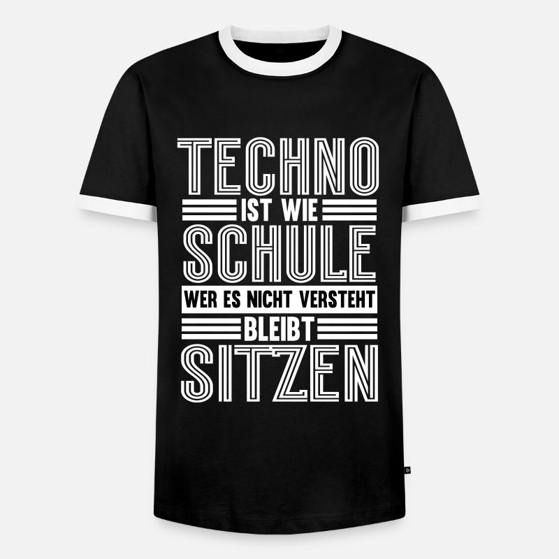 Techno Ist Wie Schule Techno - Männer Kontrast-T-Shirt - Schwarz/Weiß