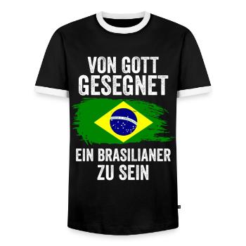 Brasilien Brasilianer Brasilianisches - Männer Kontrast-T-Shirt - Schwarz/Weiß - Vorne - AI Model Female 172 light (172cm) & AI Model Male 178 light (178cm)