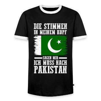 Pakistan Pakistaner Pakistanisches - Männer Kontrast-T-Shirt - Schwarz/Weiß - Vorne - AI Model Female 172 light (172cm) & AI Model Male 178 light (178cm)