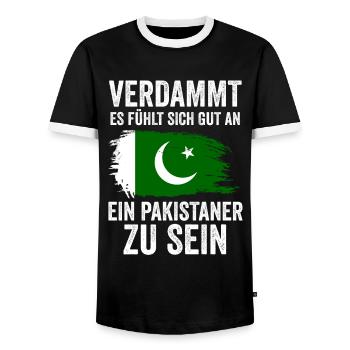 Pakistan Pakistaner Pakistanisches - Männer Kontrast-T-Shirt - Schwarz/Weiß - Vorne - AI Model Female 172 light (172cm) & AI Model Male 178 light (178cm)