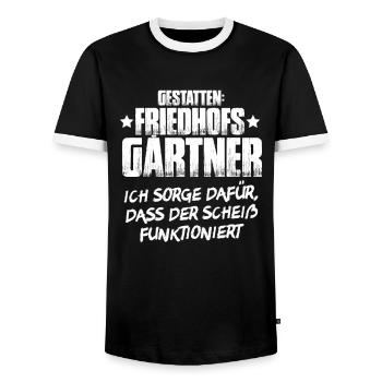 Friedhofsgärtner Friedhof Cemetery Gardener - Men's Ringer Shirt - black/white - Front - AI Model Female 172 light (172cm) & AI Model Male 178 light (178cm)