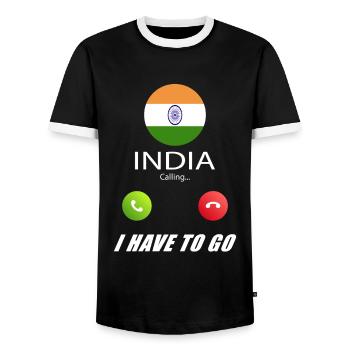 India calls lusiger flags saying - Men's Ringer Shirt - black/white - Front - AI Model Female 172 light (172cm) & AI Model Male 178 light (178cm)