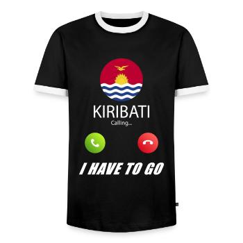 Kiribati calls lusiger flags saying - Men's Ringer Shirt - black/white - Front - AI Model Female 172 light (172cm) & AI Model Male 178 light (178cm)