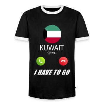 Kuwait ruft an Lusiger Flaggen Spruch - Männer Kontrast-T-Shirt - Schwarz/Weiß - Vorne - AI Model Female 172 light (172cm) & AI Model Male 178 light (178cm)
