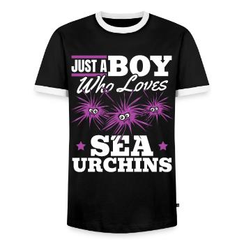 Just a boy who loves sea urchins - Men's Ringer Shirt - black/white - Front - AI Model Female 172 light (172cm) & AI Model Male 178 light (178cm)