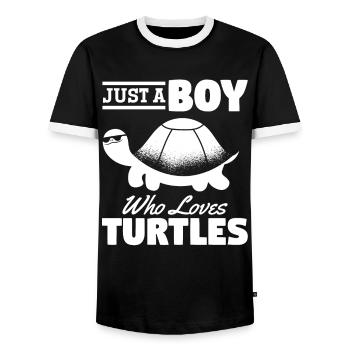 Turtle Lovers Sea Turtle - Just one - Men's Ringer Shirt - black/white - Front - AI Model Female 172 light (172cm) & AI Model Male 178 light (178cm)