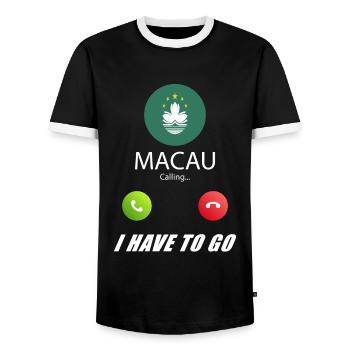 Macau calls lusiger flags saying - Men's Ringer Shirt - black/white - Front - AI Model Female 172 light (172cm) & AI Model Male 178 light (178cm)