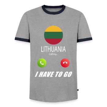 Lithuania calls on Lusiger flags - Men's Ringer Shirt - grey/navy  - Front - AI Model Female 172 light (172cm) & AI Model Male 178 light (178cm)