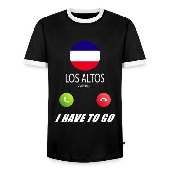 Los Altos calls lusiger flags saying - Men's Ringer Shirt - black/white - Front - AI Model Female 172 light (172cm) & AI Model Male 178 light (178cm)