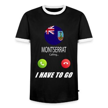 Montserrat calls to Lusiger flags saying - Men's Ringer Shirt - black/white - Front - AI Model Female 172 light (172cm) & AI Model Male 178 light (178cm)