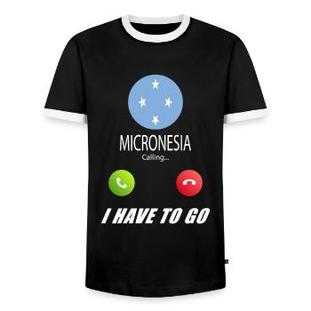 Micronesia calls on Lusiger flags saying - Men's Ringer Shirt - black/white - Front - AI Model Female 172 light (172cm) & AI Model Male 178 light (178cm)