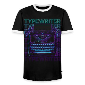 Typewriter Type Retro - Men's Ringer Shirt - black/white - Front - AI Model Female 172 light (172cm) & AI Model Male 178 light (178cm)