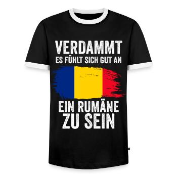 Rumänien Rumäne Rumänisches - Männer Kontrast-T-Shirt - Schwarz/Weiß - Vorne - AI Model Female 172 light (172cm) & AI Model Male 178 light (178cm)
