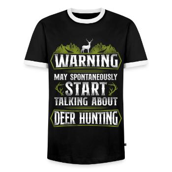 Buck Deer Hunting Hunter Vintage - Men's Ringer Shirt - black/white - Front - AI Model Female 172 light (172cm) & AI Model Male 178 light (178cm)