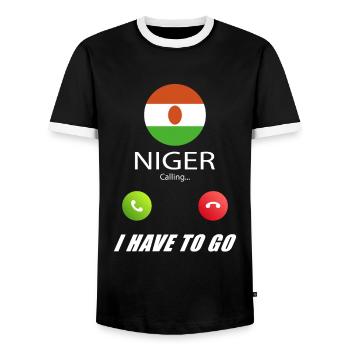 Niger calls lusiger flags saying - Men's Ringer Shirt - black/white - Front - AI Model Female 172 light (172cm) & AI Model Male 178 light (178cm)