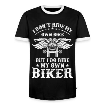 I Don't Ride My Own Bike But I Do Ride My Own Bike - Männer Kontrast-T-Shirt - Schwarz/Weiß - Vorne - AI Model Female 172 light (172cm) & AI Model Male 178 light (178cm)