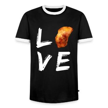 Fleischliebhaber Schnitzelfan Schnitzel - Männer Kontrast-T-Shirt - Schwarz/Weiß - Vorne - AI Model Female 172 light (172cm) & AI Model Male 178 light (178cm)
