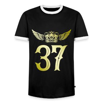37 Couronne numérique - T-shirt contrasté Homme - noir/blanc - Devant - AI Model Female 172 light (172cm) & AI Model Male 178 light (178cm)