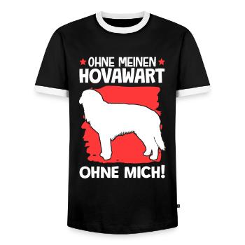 Ohne Hovawart ohne mich deutscher Bauernhund - Männer Kontrast-T-Shirt - Schwarz/Weiß - Vorne - AI Model Female 172 light (172cm) & AI Model Male 178 light (178cm)