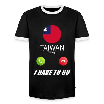 Taïwan appelle les drapeaux lusiger en disant - T-shirt contrasté Homme - noir/blanc - Devant - AI Model Female 172 light (172cm) & AI Model Male 178 light (178cm)