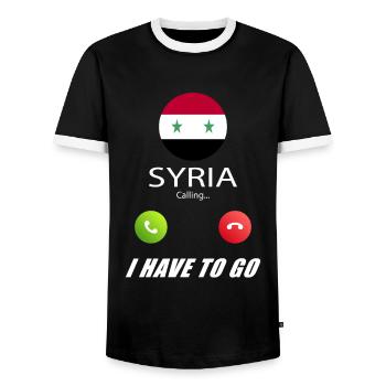 Syrien ruft an Lusiger Flaggen Spruch - Männer Kontrast-T-Shirt - Schwarz/Weiß - Vorne - AI Model Female 172 light (172cm) & AI Model Male 178 light (178cm)
