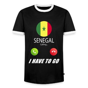 Senegal calls to Lusiger flags saying - Men's Ringer Shirt - black/white - Front - AI Model Female 172 light (172cm) & AI Model Male 178 light (178cm)