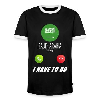 L’Arabie saoudite appelle les drapeaux lusiger le sort - T-shirt contrasté Homme - noir/blanc - Devant - AI Model Female 172 light (172cm) & AI Model Male 178 light (178cm)