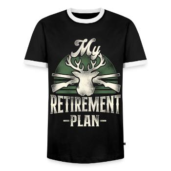 Chasseur de cerfs à la retraite - T-shirt contrasté Homme - noir/blanc - Devant - AI Model Female 172 light (172cm) & AI Model Male 178 light (178cm)