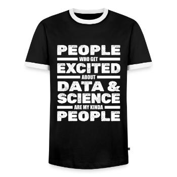 Big Data Science Engineer Scientist Analyst - Men's Ringer Shirt - black/white - Front - AI Model Female 172 light (172cm) & AI Model Male 178 light (178cm)