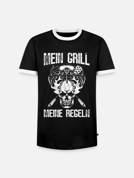 Grillen Grillmeister BBQ - Männer Kontrast-T-Shirt - Schwarz/Weiß