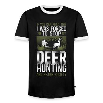 Buck Deer Hunting Hunter Vintage - Men's Ringer Shirt - black/white - Front - AI Model Female 172 light (172cm) & AI Model Male 178 light (178cm)