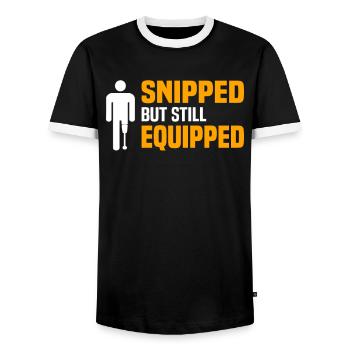 Amputiert Invalide Prothese Handicap Rollstuhl - Männer Kontrast-T-Shirt - Schwarz/Weiß - Vorne - AI Model Female 172 light (172cm) & AI Model Male 178 light (178cm)