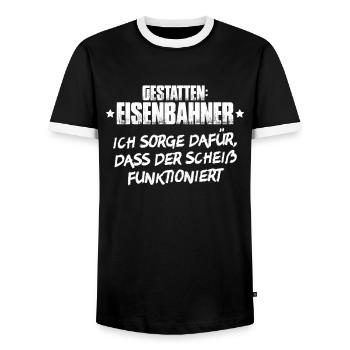 Eisenbahner Triebfahrzeugführer Railroader - Männer Kontrast-T-Shirt - Schwarz/Weiß - Vorne - AI Model Female 172 light (172cm) & AI Model Male 178 light (178cm)