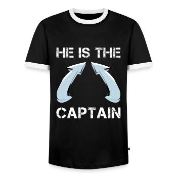 Boat Captain Gift Ship Boat Owner Captain - Men's Ringer Shirt - black/white - Front - AI Model Female 172 light (172cm) & AI Model Male 178 light (178cm)